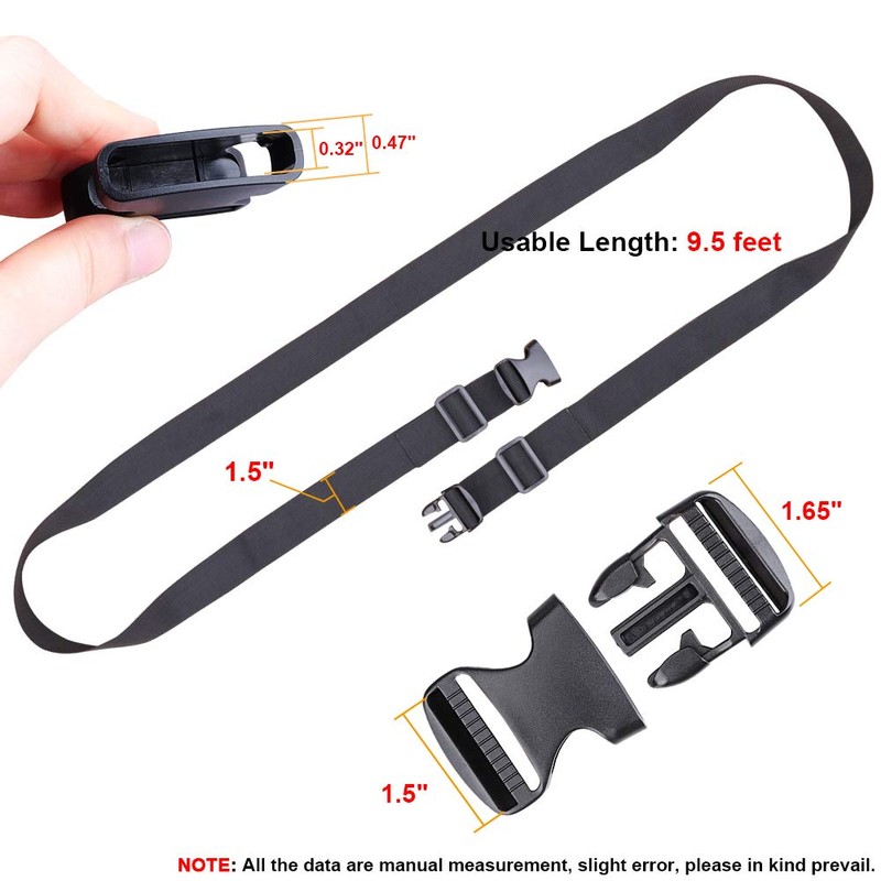 MAGARROW 1.5" Utility Straps with Buckle Adjustable, 4-Pack (Black, 9.5