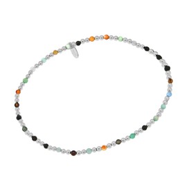 AeraVida Vibrant Multicolor Stones 925 Sterling Silver Stretchable Elastic Bracelet Lightweight Charm Accessory, 7 inch
