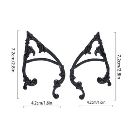 Cubahop 1 Pair Vintage Elf Ear Cuffs Piercing Ear Cuff Earrings Climber Ear Wrap Gothic Exaggerated Earring for Women and Girls (Black)