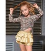 Girls Pleated Metallic Shorts Shiny Sparkle Ruffle Scooter Skater Dance