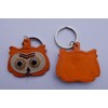 Real Leather Keychain Featuring Owl Pendant, approx. 5 x 5