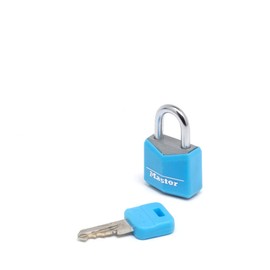 Master Lock 9120EURTCOL Pack of 2 Key Padlocks in Aluminium with Vinyl Cover, Random Color, 2 x 3.4 x 1.4 cm