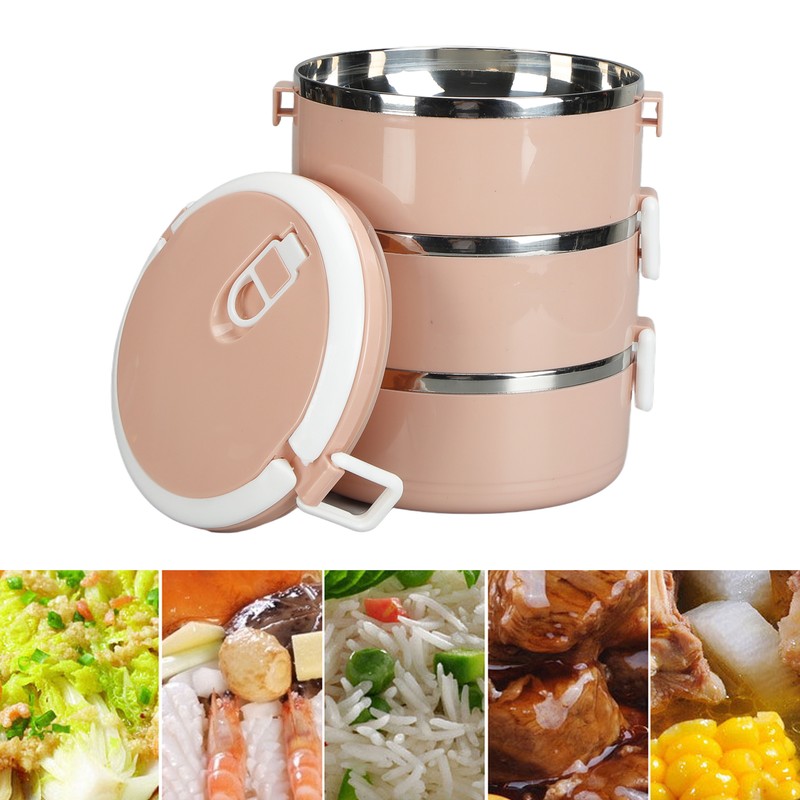 Portable 304 Stainless Steel Bento Lunch Box Thermal Cylinder Lunch