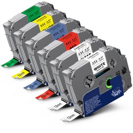 6 x Labelwell 12 mm 0.47 Compatible Label Tape for Brother TZe-231 TZe-131 TZe-431 TZe-531 TZe-631 TZe-731 for Brother P-touch tapes for Brother PT-H100LB PT-D210 D600VP D400 H107B P700 1 0000 P0H105
