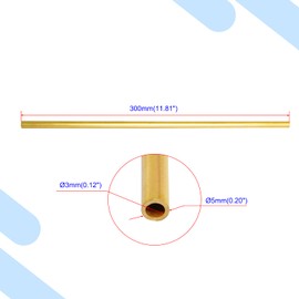Aopin Brass Round Tube Copper Tubing Pipe ID 3mm / 3/25" x OD 5mm / 1/5" Hollow Copper Tubing Seamless Straight Pipe Tubing - 300mm / 1 Ft / 11.81 In Length For Brake Line, 2 Pcs