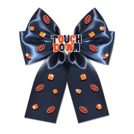 Football Hair Bows for Women Game Day Hair Bow Clips Big Red Black Blue Silky Satin Hair Ribbon Bows Barrettes Jeweled Football Cheer Bows Game Day Accessories Outfits Party Favors Gifts