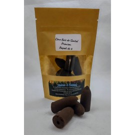 Sandalwood Backflow Incense Cones - 9cm x 7cm (Pack of 6) - Premium Aromatic Relaxation - Perfect for Home & Office Decor