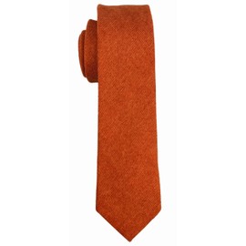 Elfeves Men Skinny Rust Burnt Orange Ties Cotton Timeless Narrow Width Best Neckties for Grooms