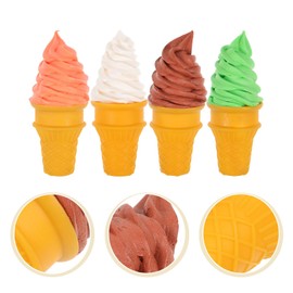 Hemoton 4Pcs Fake Ice Cream Cone Artificial Ice Cream Model Pretend Play Kitchen Food Toy for Shop Window Display Decor Party Photo Props