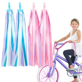 Auswalar 2 Pair Bicycle Tassel Ribbon,Scooter Streamers, Bicycle Grips Ribbon, Bike Accessories Easy Attach to Bike's Handlebars