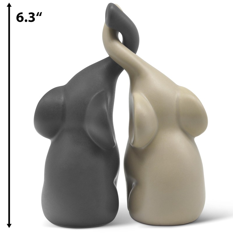 Vaudagio Loving Pair of Elephants in Beige & Grey -