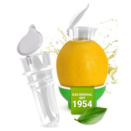 Patent-Safti Juicer I The Original Juice Pourer for Lemons, Orange etc. 3 pcs Yellow Easier than any juicer I BPA free, 3 x yellow.