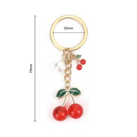 Red Transparent Cherry Keychain,Cute Keychain Accessories for Women with Summer Pearl and Small Cherry Pendant,Perfect as Good Luck Gifts for Friends,Kids and Classmates,Keychains for Keys and Travel