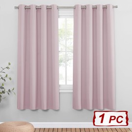 PONY DANCE Girls Bedroom Curtain - Pink Eyelet Thermal Insulated Privacy Curtain for Kids, Energy Saving & Noise Reducing, Single Panel, 52 x 72 Inch, Pink