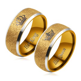 JunyiDIY Sophisticated Men's Crown Ring - Gold Plated Titanium Steel Matte Her King Size 10 Christmas Thanksgiving Day Gift for His Brother