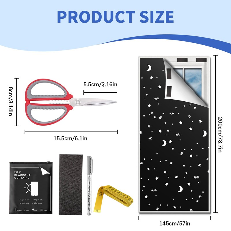 Benaewa Black Out Blinds, 200×145cm Temporary No Drill Blackout Blinds