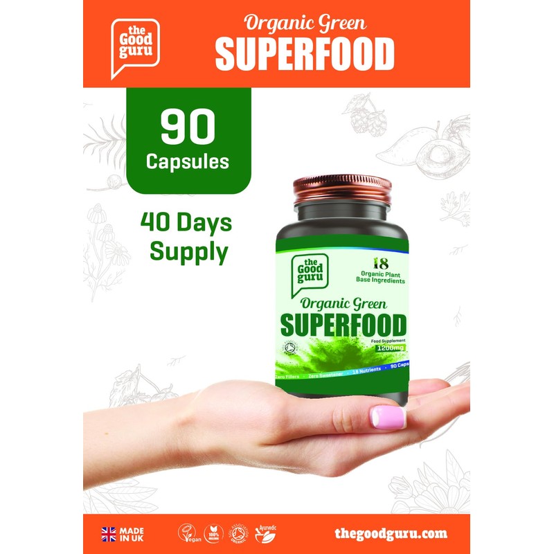 The Good Guru Organic Green Superfood Supplement Capsules - 90