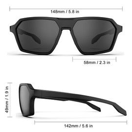 [HAAYOT] Polarized Sunglasses Men Women Sports Sunglasses 100% UV Protection Flexible Lightweight TR90 Frame Sunglasses, matte black & grey