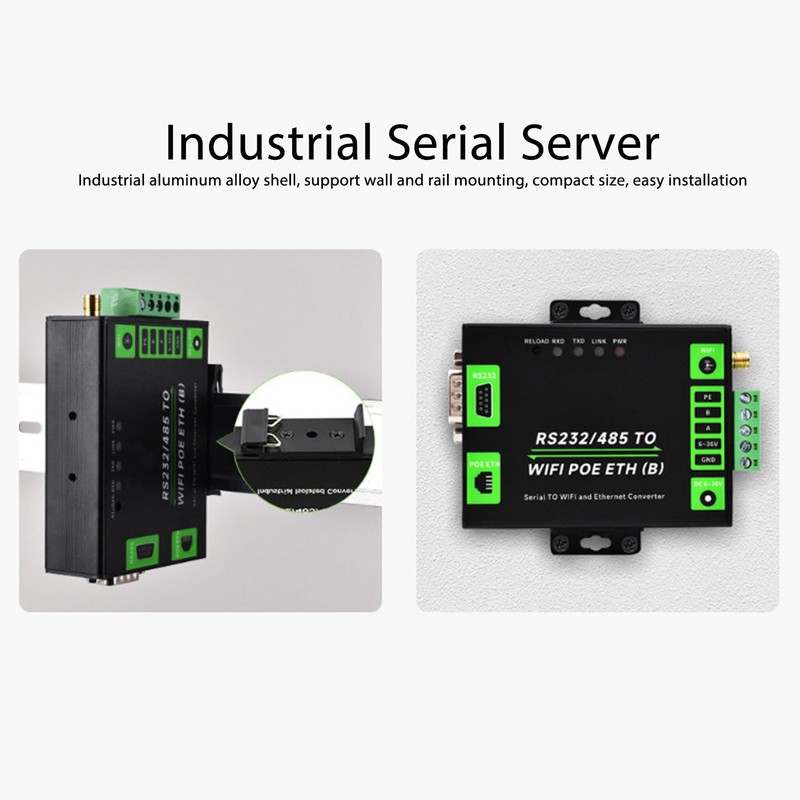 RS232 RS485 to WiFi POE Ethernet Serial Server Converter Multifunction