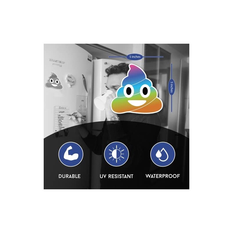 Magnet Me Up Rainbow Poop Emoticon Magnet Decal, Cute Self-Expression