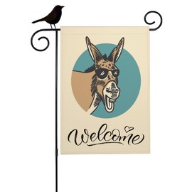 Mugod Funny Donkey Garden Flag 12.5x18" Vertical Double Sided, Donkey With Sunglasses Happy Wildlife Yard Garden House Flag for Outdoor Indoor Decoration