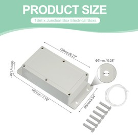 PATIKIL 7.76 Inch Junction Box, Electrical Enclosure Box ABS Plastic Waterproof Outlet Plug Cover Cord Protector with Mounting Plate for Outdoor Indoor Electric Project, White/Grey