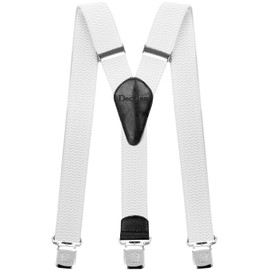 Decalen Men's Braces Wide Extra Strong Clips Y Shape Long for Men and Women One Size Fits All Different Colours - White