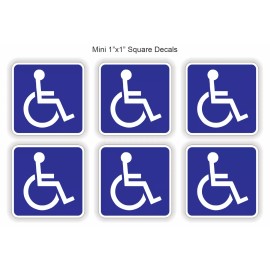 Unbranded/Generic 6 pcs - Mini 1"x1" Vinyl Handicap Stickers Handicapped Decals Labels Wheelchair