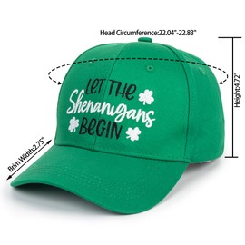 St. Patrick's Day 4 Leaf Clover Baseball Hat Adjustable Embroidery Shamrock Baseball Cap for Men and Women