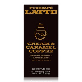 PureCafé Latte Blend with Cordyceps & Premium Ingredients | Instant Latte Mix for Energy & Wellness Support | Smooth, Creamy Flavor | Quick & Easy Preparation at Home
