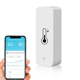 Wi-Fi Smart Thermometer Hygrometer, Digital Mini Indoor Temperature and Humidity Sensor, App Remote Control for Greenhouse Cellar, Compatible with Alexa, Google Home 1-Pack
