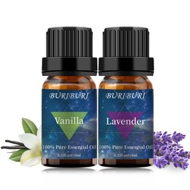 BURIBURI Lavender Essential Oil and Vanilla Oil Essential Oil Set, 100% Pure, Undiluted, Natural Essential Oils Mother's Day Gift Set for Diffuser, Massage (Lavender+Vanilla)