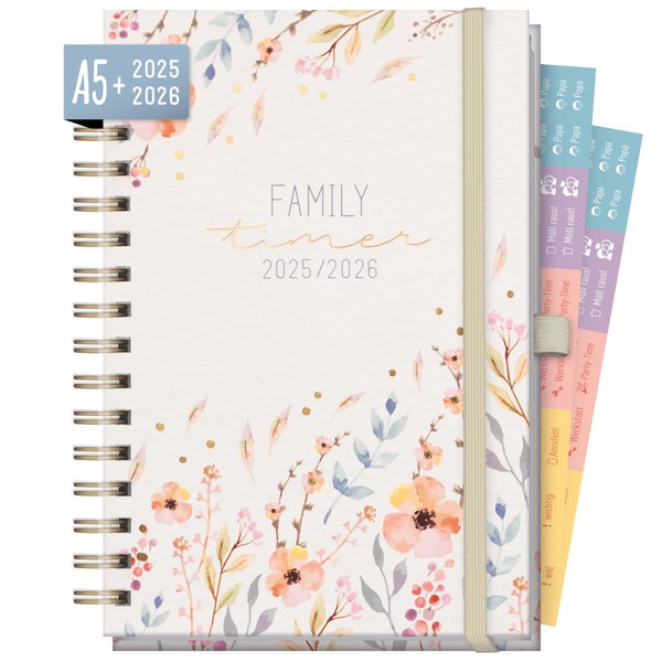 Häfft® Family-Timer Deluxe 2025/2026 A5 "Sweet Flowers" Family Calendar 4