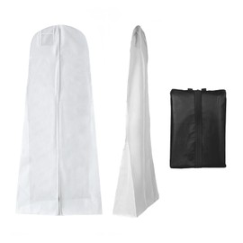 1 piece of non-woven dust cover, with 1 piece of shoe storage bag, Zip clothing protector, household clothing storage bag, foldable protective cover, suitable for wedding dresses