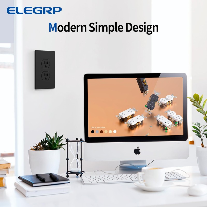 ELEGRP 15 Amp 125V Duplex Receptacle Outlets, Standard Electrical Wall