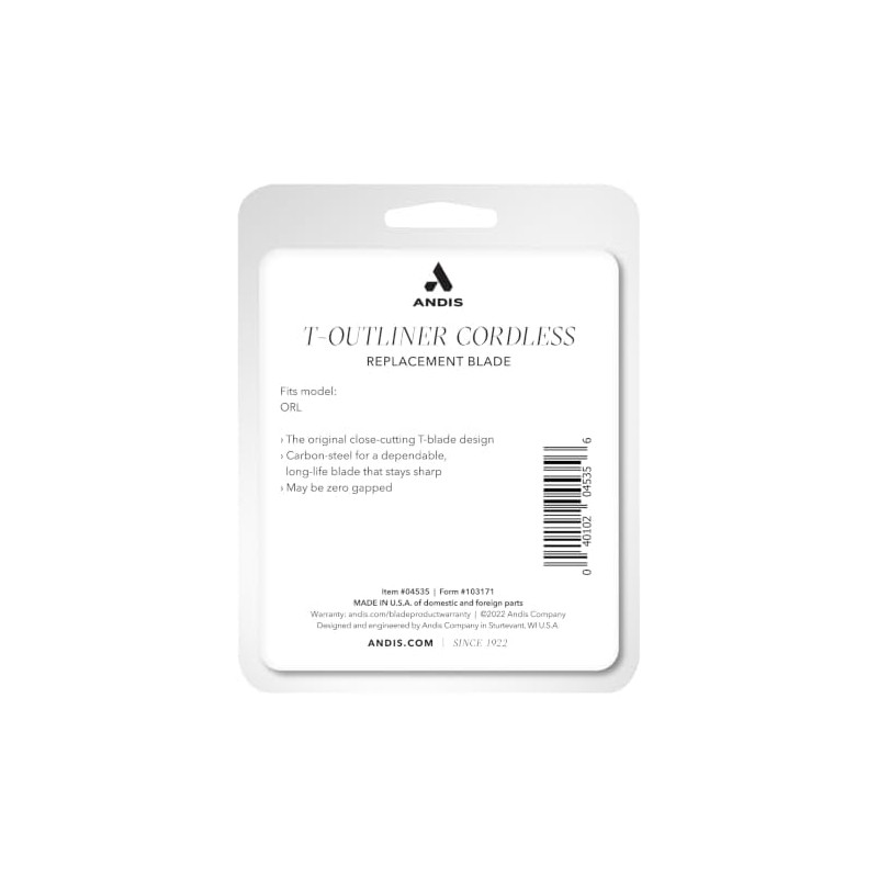 Andis 04535 Cordless T-outliner Replacement T-blade - Carbon Steel