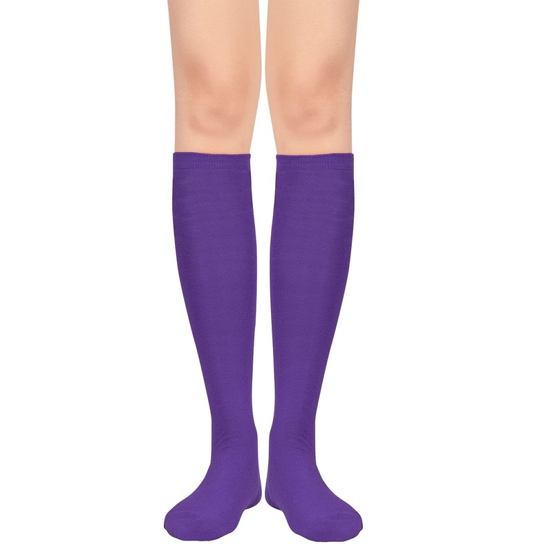 Knee High Purple Socks Women Over Calf Long Socks Athletic
