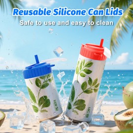 4 Pack Soda Can Lids with Straws, Reusable Silicone Can Covers for Soda, Can Toppers Protection for Universal 2.13'' Canned Beverage, Airtight Dust-Proof Seal (4 Colors)