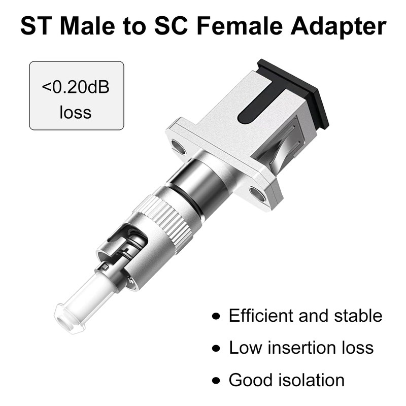 Poyiccot ST- SC変換 コネクタ 光ファイバケーブル 用、シングルモード9/125um 光ファイバーコネクタ、STオス- SCメス 変換 コネクタ光ファイバーケーブル用、
