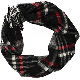 LORD OF LABEL Cashmere Scarf Fringe Checked Black 200 x 31 cm, black