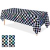 OQOQ Checkered Iridescent Tablecloth (2 Packs，Black Silver) - Rectangular Plastic