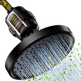 Regadera con filtro para ducha 6 in,cabezal de ducha con 20 etapas filtro,regaderas para baño de alta salida con Cartucho de Filtro para agua dura,eli