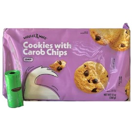 Wiggles & Wags Cookies with Carob Chips Crunchy Dog Treats. Plus Biggs Dog Waste Roll. One Thirteen Ounce Bag.