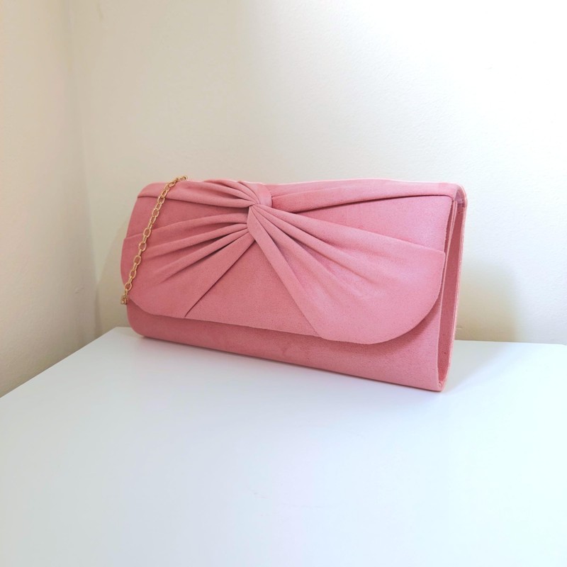 Suede Pleated Style Bridal Prom Wedding Evening Clutch Party Purse