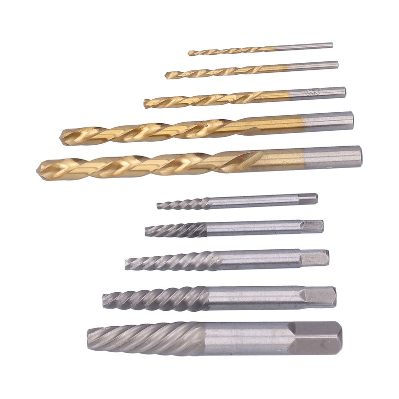 10Pcs Screw Extractor Drill Bit 4241 HSS Left Hand Damaged