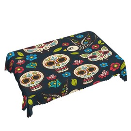 Walmsco Tablecloth Sugar Skull Decor For Dining Room Kitchen Rectangular Table Cover 132 * 178cm