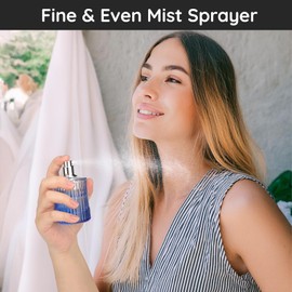 Segbeauty 1.7oz Glass Perfume Atomizer Empty 4Pack of 2pcs Blue Perfume Bottle Refillable, 2pcs Black Cologne Travel Bottle, 50ml Small Travel Bottles Cologne Sprayer with Dispenser Transfer Tool