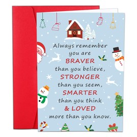 Bulk Santa Snowman Christmas Cards for Teens Boys Girls Son Daughter, Christmas Inspirational Cards with Envelopes White Elephant Gifts for Teens Boys Girls Gifts Son Daughter Granddaughter Grandson