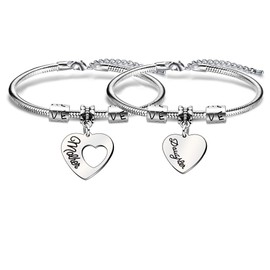 2pcs Mother Daughter Gift Bracelets Bangle Set No Matter Where the Love Between A Mother and Daughter is Forever