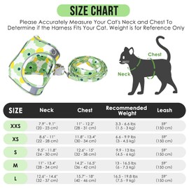 Lukovee Cat Harness and Leash for Walking, Adjustable Escape Proof Vest Harness for Kitten with Reflective Strips Lightweight Step-in Jacket for Cats Puppy Small Pet Traveling Hiking(XX-Small,Green)